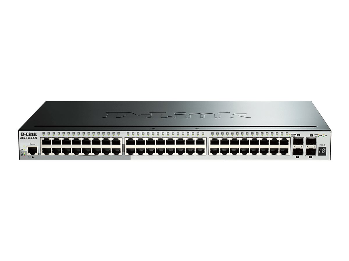 D-Link DGS 1510-52X - Switch - L3 - Smart - 48 x 10/100/1000 + 4 x 10 Gigabit SFP+ - Desktop, an Rack montierbar