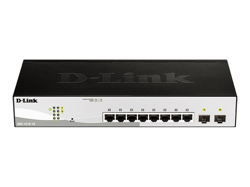 D-Link DGS 1210-10 - Switch - Smart - 8 x 10/100/1000 + 2 x Gigabit SFP - Desktop, an Rack montierbar