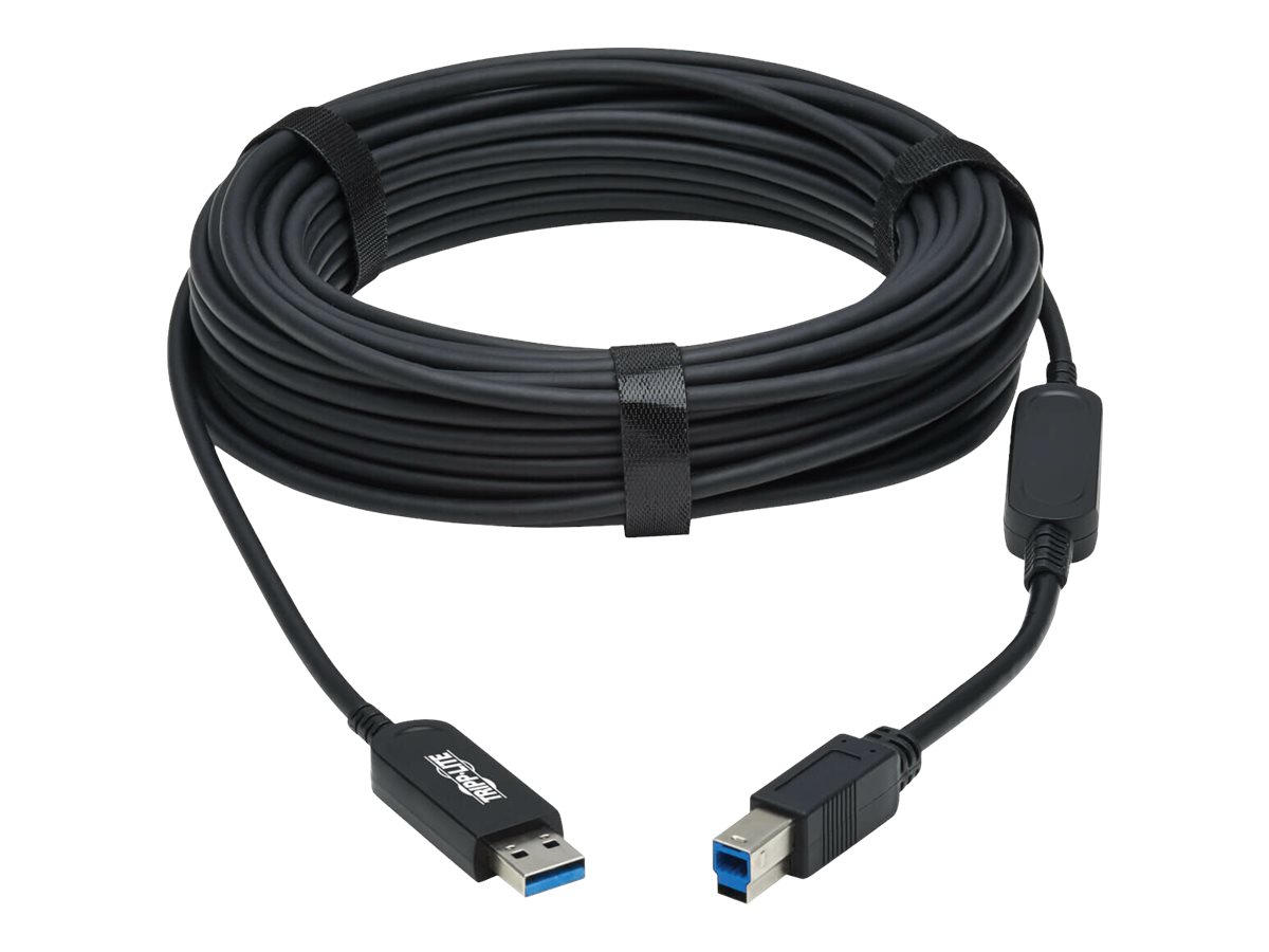 Tripp Lite USB 3.2 Gen 1 Plenum-Rated Fiber Active Optical Cable (AOC) - A/B M/M, Black, 30 m - USB-Kabel - USB Typ A (M) zu USB