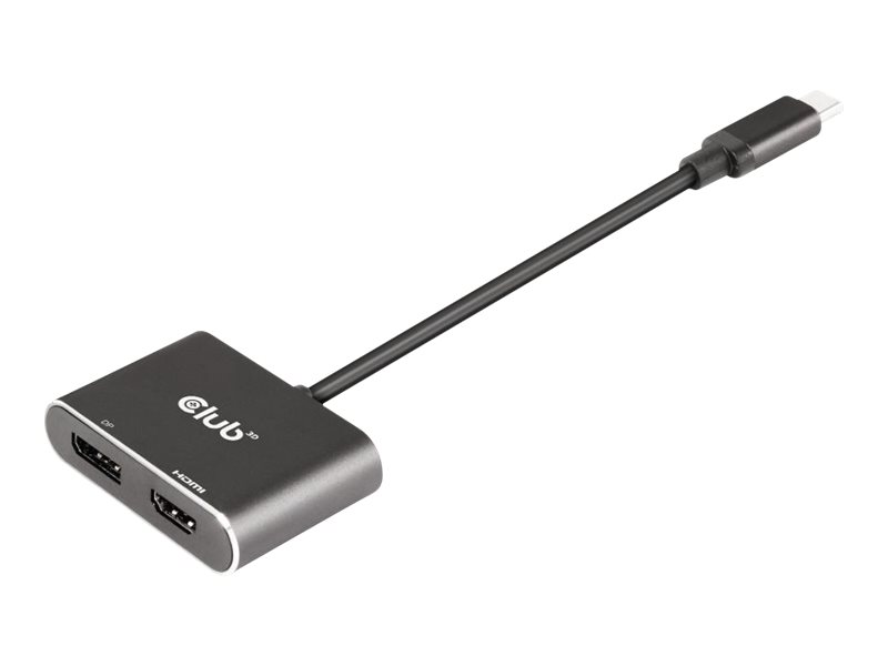 Club 3D - Videoadapter - 24 pin USB-C (M) zu HDMI, DisplayPort (W) - USB 3.2 Gen 2 / DisplayPort 1.4 - 20 cm - untersttzt 4K 60