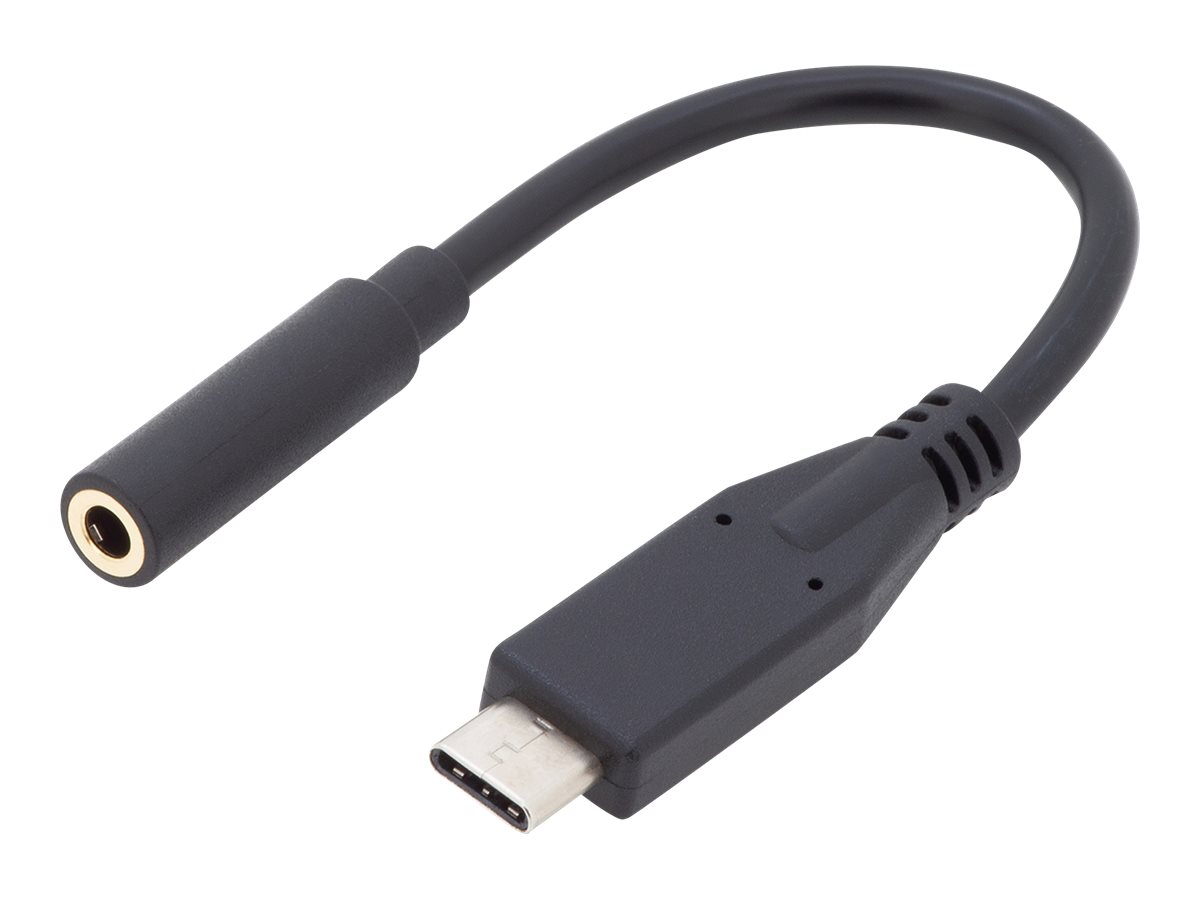 DIGITUS - Adapter USB-C auf Klinkenstecker - 24 pin USB-C mnnlich zu mini-phone stereo 3.5 mm weiblich - 20 cm - Schwarz