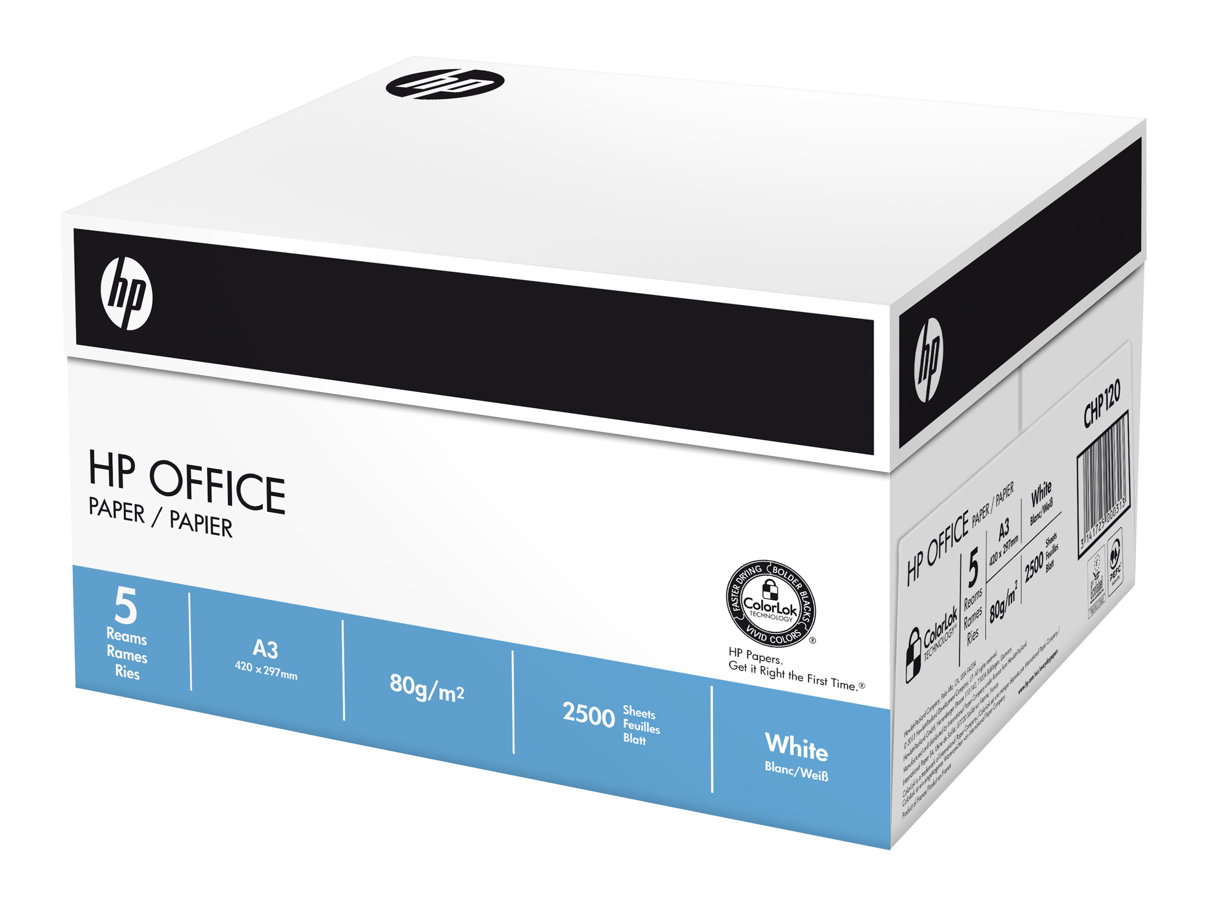 HP Office Paper - A3 (297 x 420 mm) - 80 g/m - 500 Stck. Normalpapier - fr LaserJet Pro MFP M175; Officejet Pro 7720; Photosma