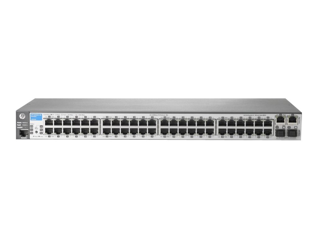 HPE Aruba 2620-48 - Switch - L4 - managed - 48 x 10/100 + 2 x 10/100/1000 + 2 x SFP - Desktop, an Rack montierbar