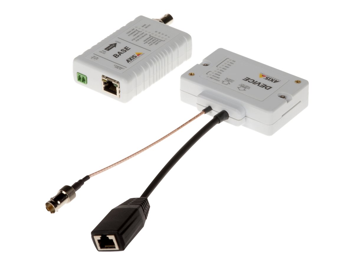 AXIS T8645 PoE+ Over Coax Compact - Kit - Medienkonverter - 100Mb LAN - über Coax - 10Base-T, 100Base-TX