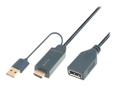 M-CAB - Videoadapter - HDMI, USB (nur Strom) mnnlich zu DisplayPort weiblich - 30 cm - Schwarz - 4K Untersttzung, Passiv