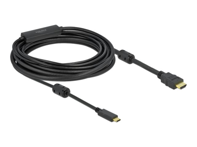 Delock - Video- / Audiokabel - 24 pin USB-C mnnlich zu HDMI mnnlich - 7 m - Schwarz - 4K Untersttzung, aktiv