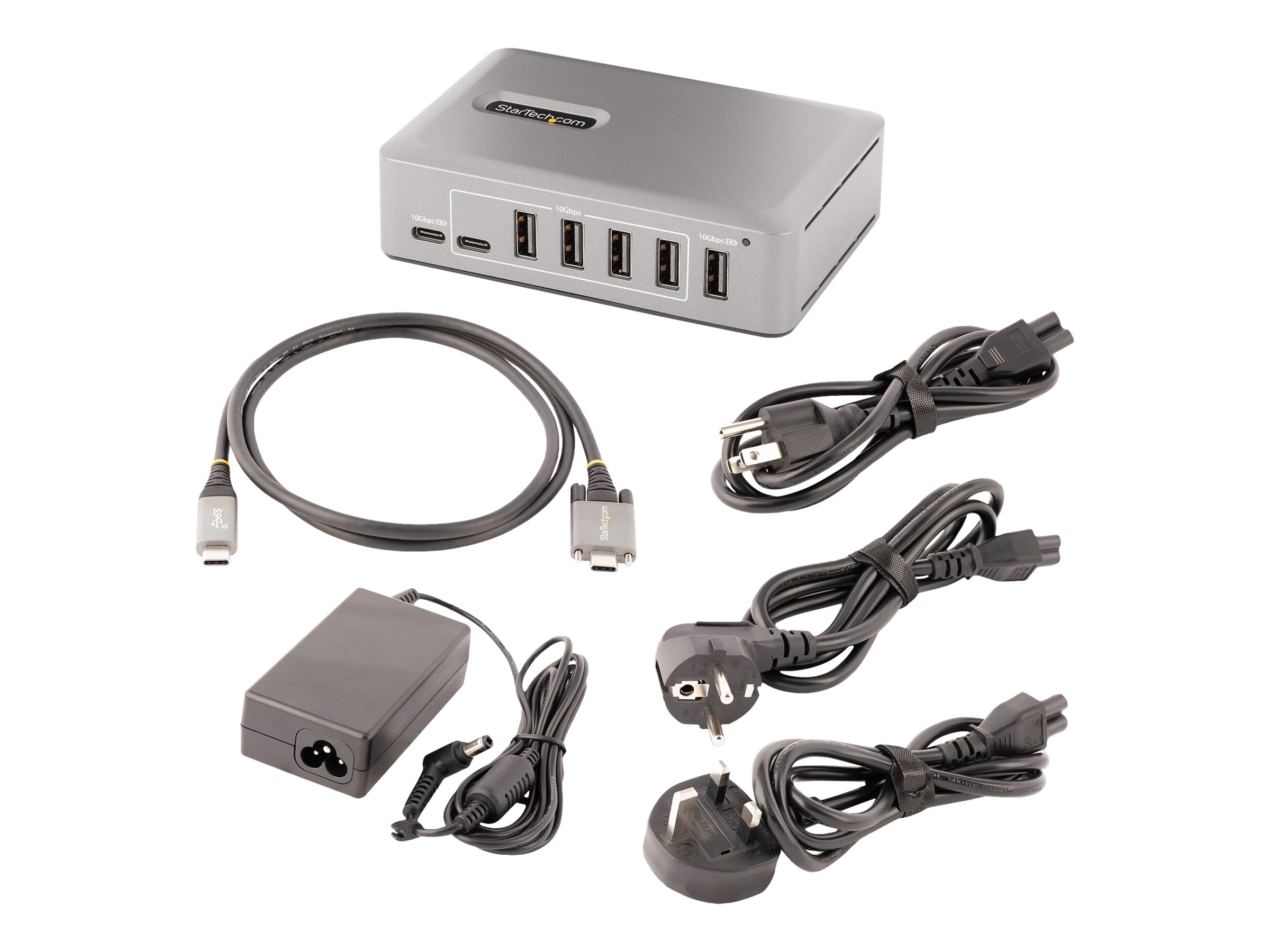 StarTech.com 10-Port USB-C Hub, 8x USB-A + 2x USB-C, Self-Powered w/ 65W Power Supply, USB 3.1 10Gbps Hub w/ BC1.2 Charging, Des