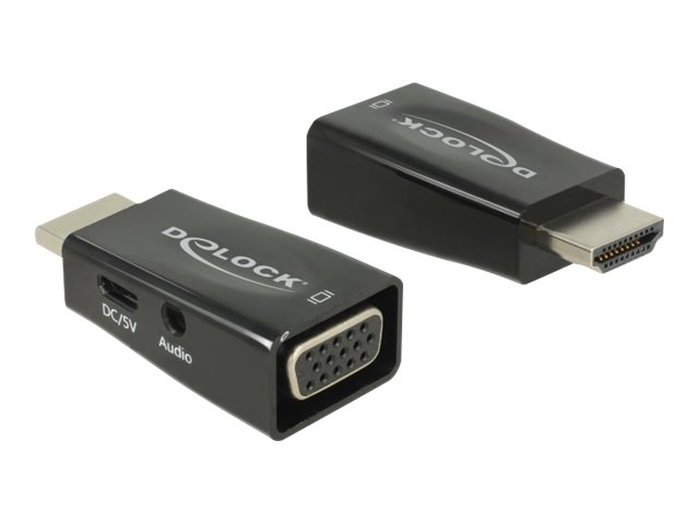 DeLOCK Adapter HDMI-A Stecker > VGA Buchse mit Audio - Videokonverter - HDMI - VGA - Schwarz