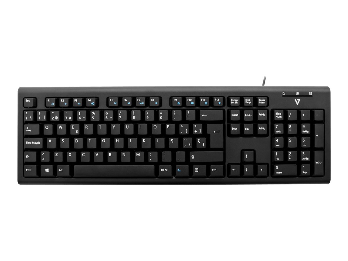 V7 KU200ES - Tastatur - USB - Spanisch - Schwarz