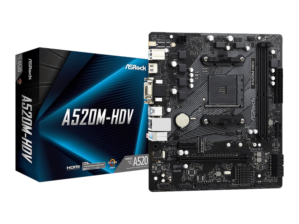 ASRock A520M-HDV - Motherboard - micro ATX - Socket AM4 - AMD A520 Chipsatz - USB 3.2 Gen 1