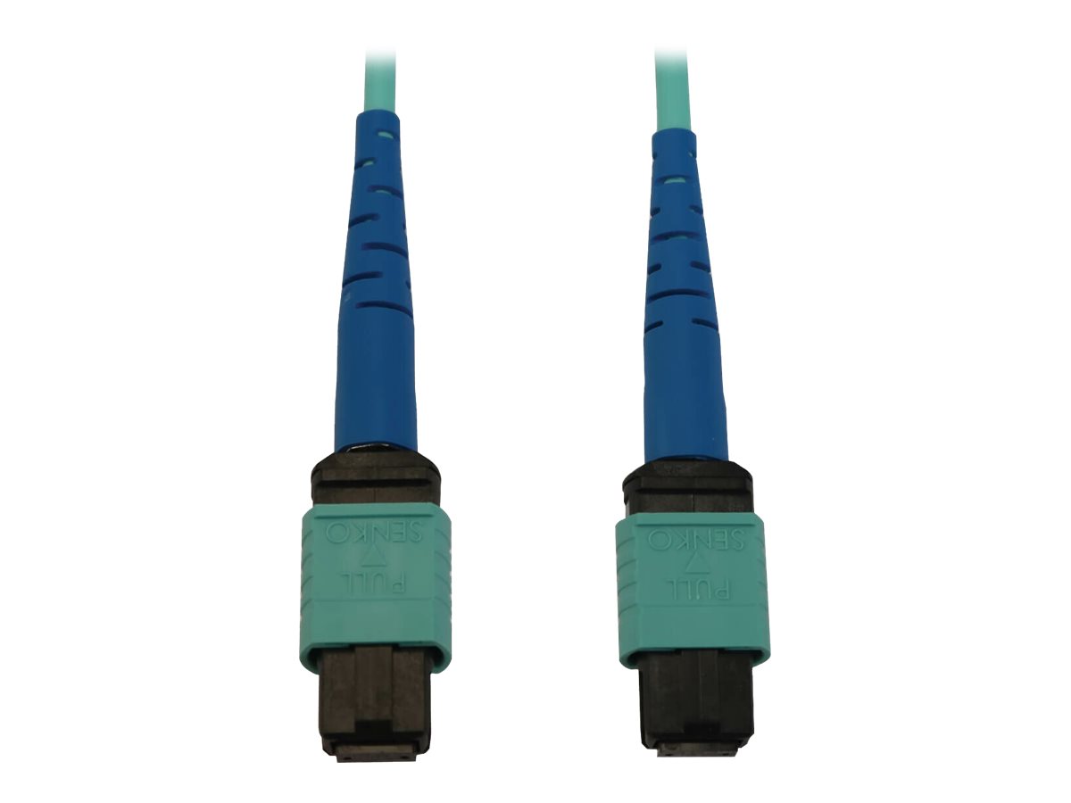 Eaton Tripp Lite Series 40/100/400G Multimode 50/125 OM3 Fiber Optic Cable (24F MTP/MPO-PC F/F), LSZH, Aqua, 1 m (3.3 ft.) - Net