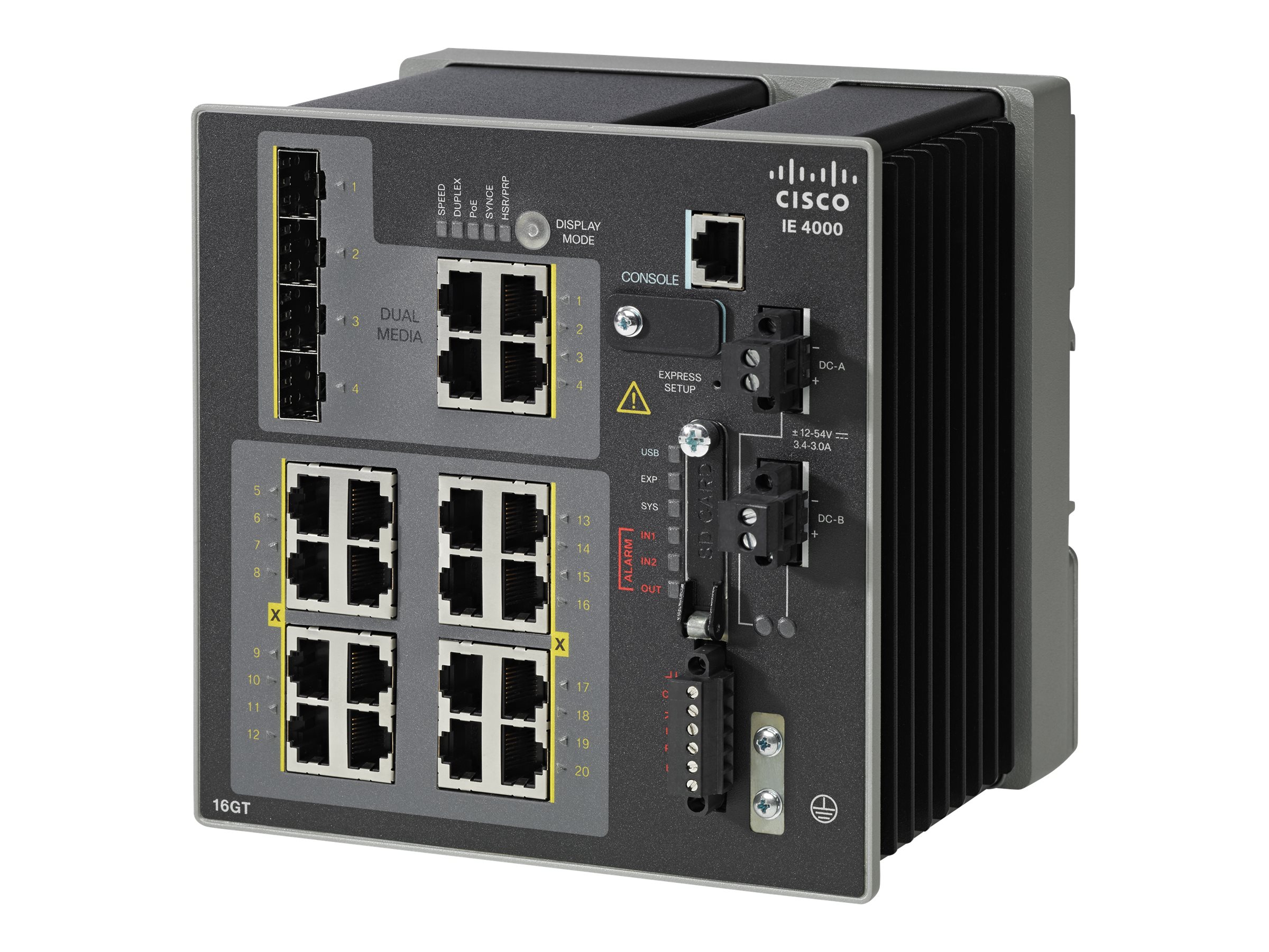 Cisco Industrial Ethernet 4000 Series - Switch - managed - 16 x 10/100/1000 + 4 x Kombi-Gigabit-SFP - an DIN-Schiene montierbar 