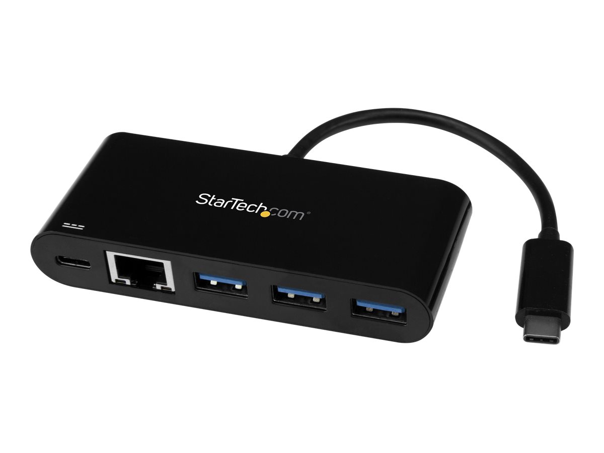 StarTech.com 3 Port USB 3.0 Hub mit Gigabit Ethernet und Stromversorgung - USB-C - Hub - 3 x SuperSpeed USB 3.0 + 1 x 10/100/100