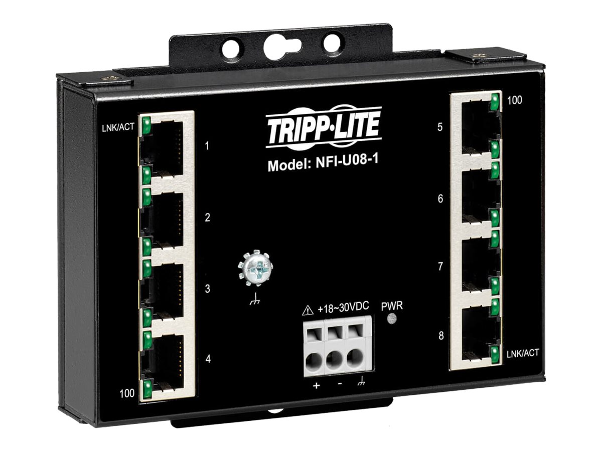 Tripp Lite Industrial Ethernet Switch 8-Port Unmanaged - 10/100 Mbps, Ruggedized, DIN/Wall Mount - Switch - unmanaged - 8 x 10/1