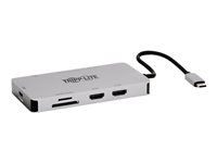 Tripp Lite USB-C Dock, Dual Display - 4K 60 Hz HDMI, USB 3.2 Gen 1, USB-A Hub, GbE, Memory Card, 100W PD Charging, Gray - Dockin