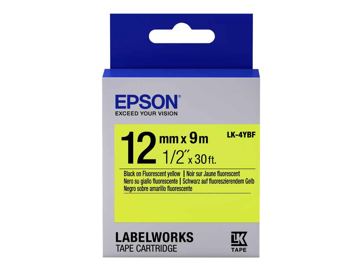 Epson LabelWorks LK-4YBF - Schwarz auf Gelb - Rolle (1,2 cm x 2,9 m) 1 Kassette(n) Etikettenband - fr LabelWorks LW-1000, 300, 