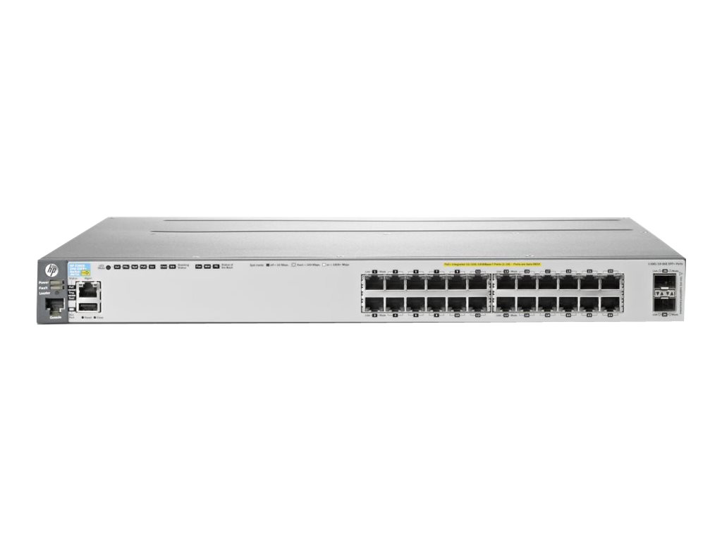 HPE Aruba 3800-24G-PoE+-2SFP+ - Switch - L4 - managed - 24 x 10/100/1000 (PoE) + 2 x 10 Gigabit Ethernet / 1 Gigabit Ethernet SF
