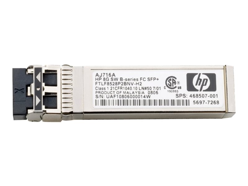 HPE B-Series - SFP+-Transceiver-Modul - 8 GB Fibre Channel (SW) - fr HPE 1606, 8/24, 8/8, SN6000, SN8000B 32; BLc3000 Enclosure