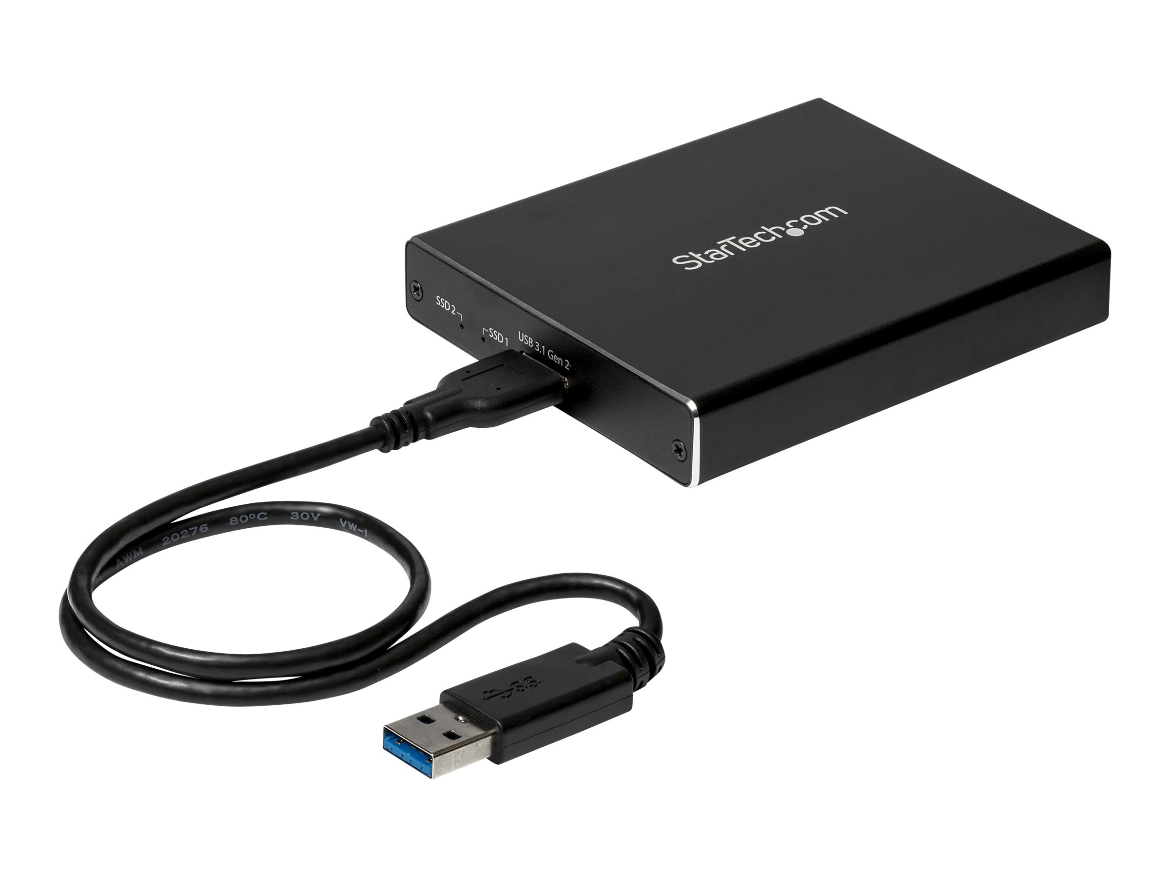 StarTech.com SSD Festplattengehäuse für zwei M.2 Festplatten - USB 3.1 Type C - USB C Kabel - USB 3.1 Case zu 2x M2 Adapter - Fl