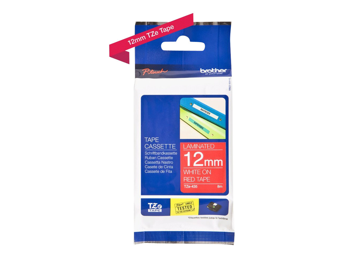 Brother TZe-435 - Weiss auf Rot - Rolle (1,2 cm x 8 m) 1 Kassette(n) laminiertes Band - fr Brother PT-D210, D600, E115, H110, H