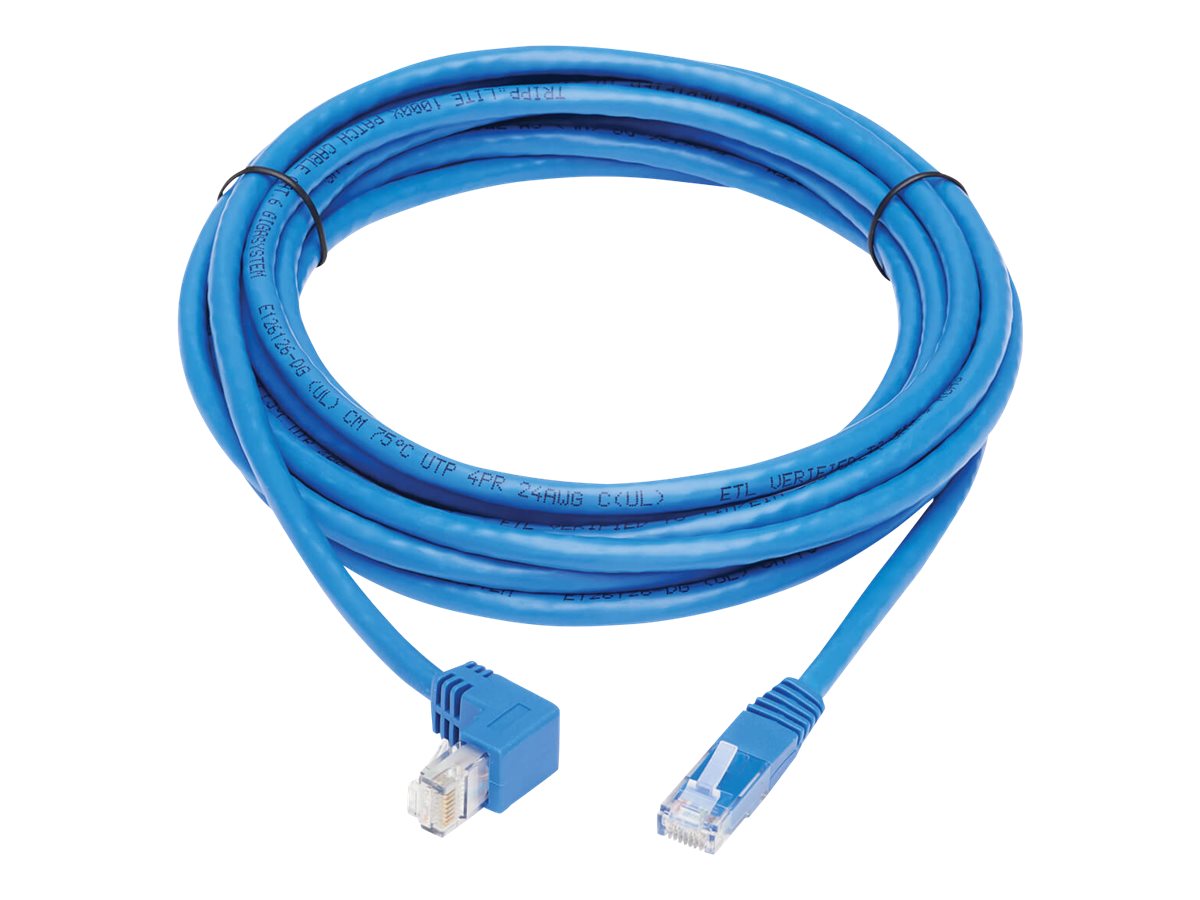 Tripp Lite Down-Angle Cat6 Gigabit Molded UTP Ethernet Cable (RJ45 Right-Angle Down M to RJ45 M), Blue, 15 ft. - Patch-Kabel - R