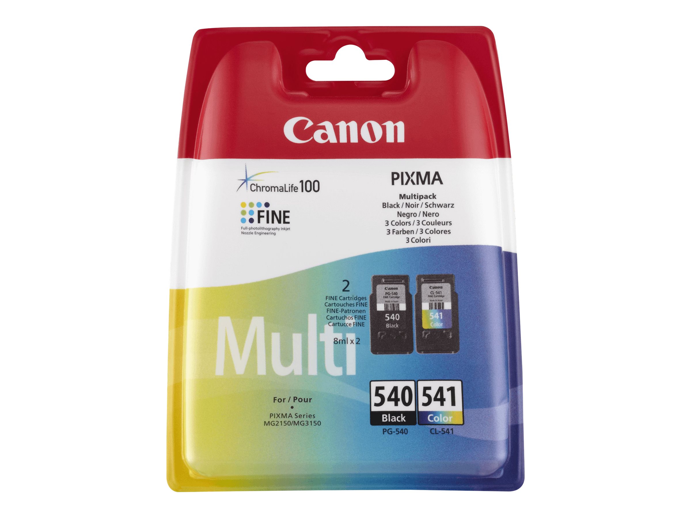 Canon PG-540 / CL-541 Multipack - 2er-Pack - Schwarz, Farbe (Cyan, Magenta, Gelb) - original - Tintenbehälter - für PIXMA MG3150