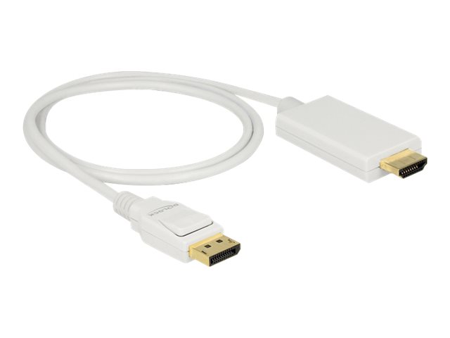 Delock - Adapterkabel - DisplayPort mnnlich zu HDMI mnnlich - 1 m - dreifach abgeschirmtes Twisted-Pair-Kabel - weiss