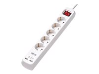 Tripp Lite 5-Outlet Power Strip with USB-A Charging - Schuko Outlets, 220-250V, 16A, 3 m Cord, Schuko Plug, White - Steckdosenle