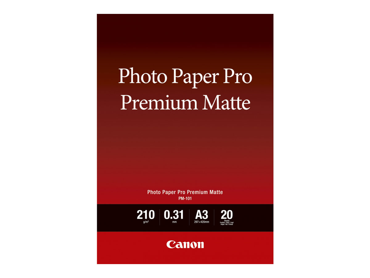 Canon Pro Premium PM-101 - Glatt matt - 310 Mikron - A3 (297 x 420 mm) - 210 g/m² - 20 Blatt Fotopapier