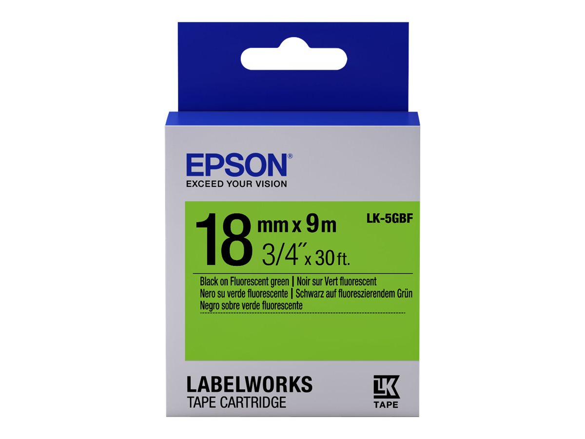 Epson LabelWorks LK-5GBF - Schwarz auf Grn - Rolle (1,8 cm x 9 m) 1 Kassette(n) Etikettenband - fr LabelWorks LW-1000, 400, 60