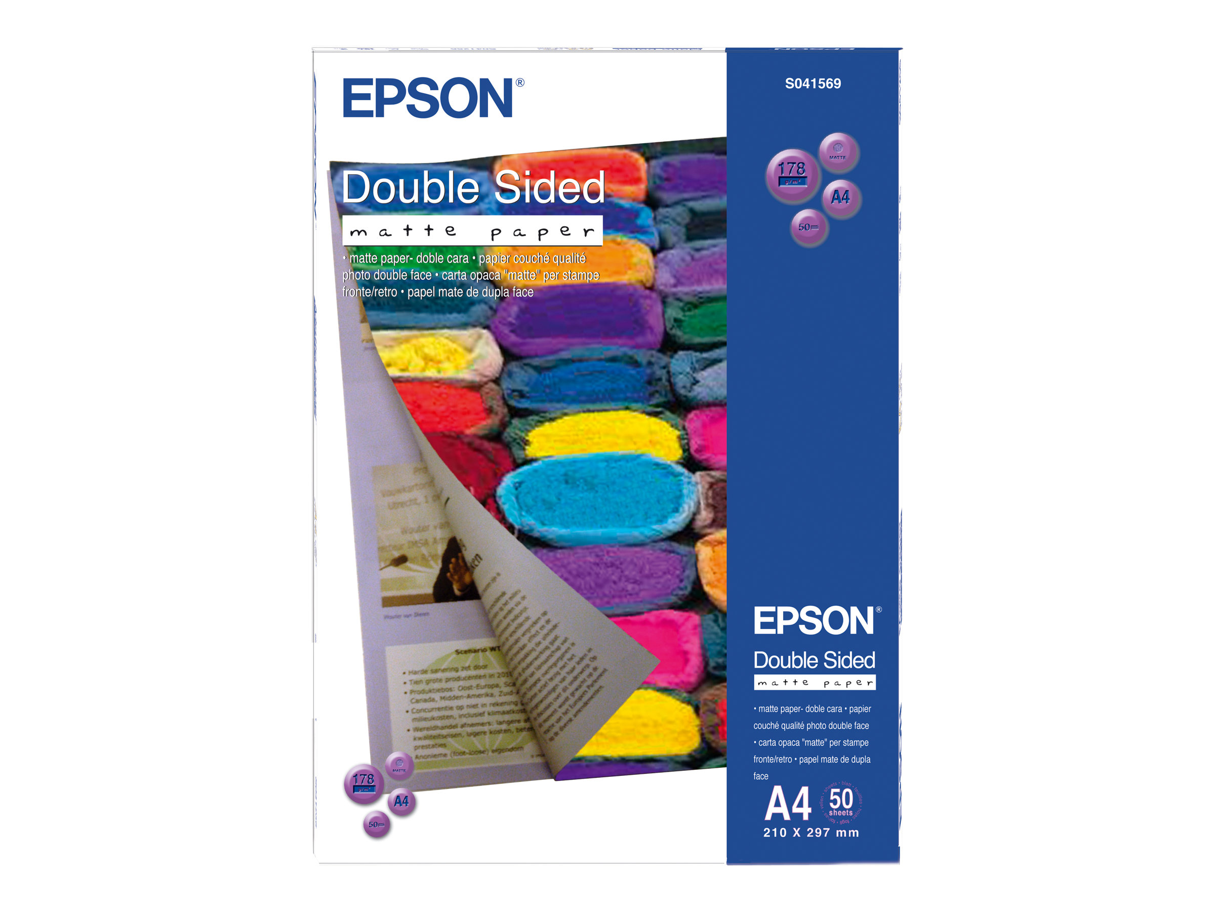 Epson Double-Sided Matte Paper - Matt - A4 (210 x 297 mm) - 178 g/m - 50 Blatt Papier - fr Epson L6190; EcoTank ET-2850, 2851,