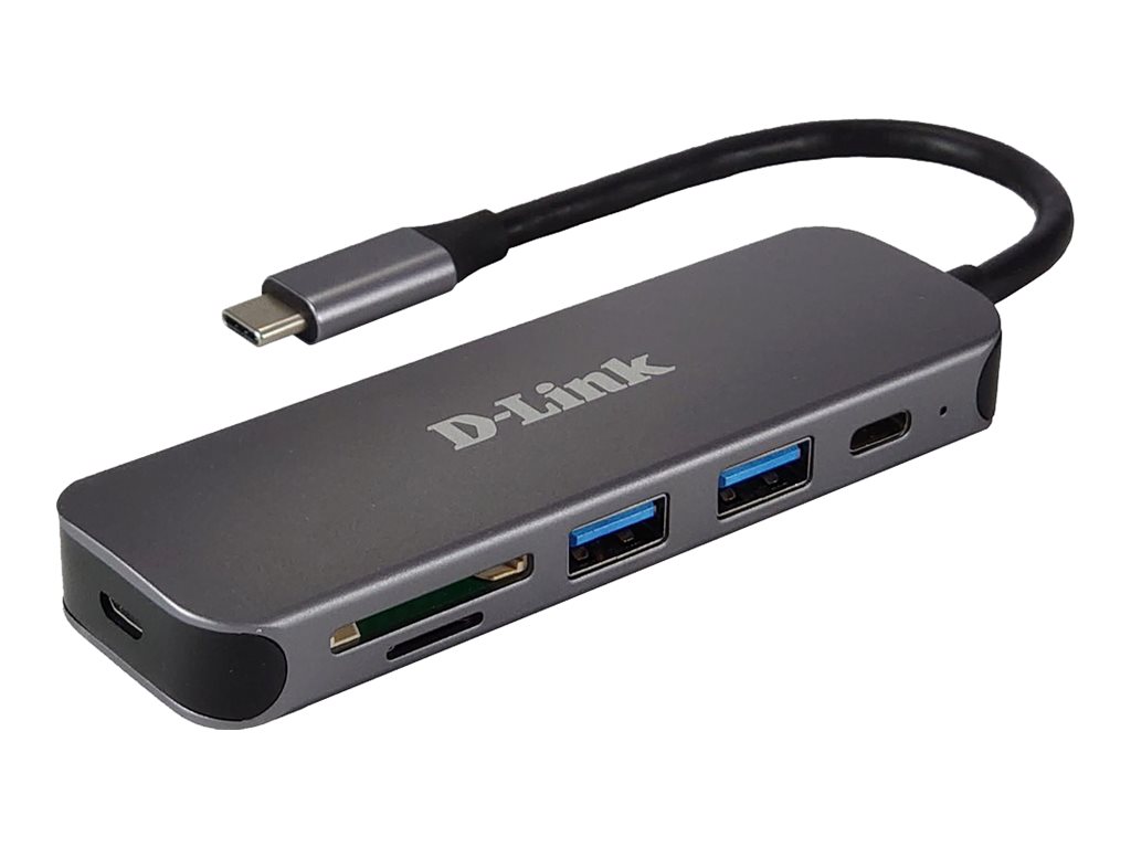 D-Link DUB-2325 - Hub - mit Kartenlesegert - 2 x SuperSpeed USB 3.0 + 1 x USB-C - Desktop