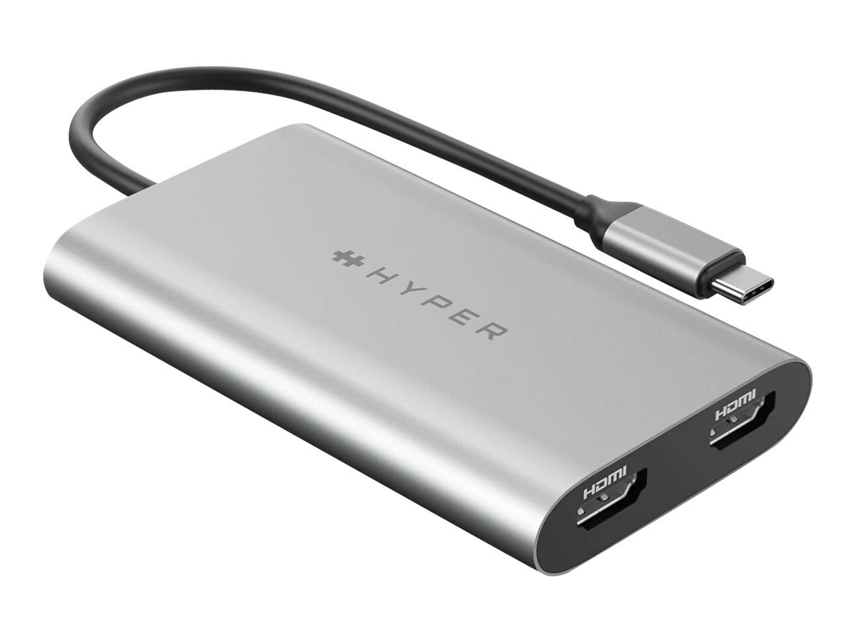 HyperDrive Dual - Videoadapter - 24 pin USB-C zu HDMI, 24 pin USB-C - USB-Stromversorgung (100 W), 4K30Hz (HDMI 2. Display), 4K6
