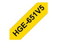 Brother HGE-651V5 - Schwarz auf Gelb - Rolle (2,4 cm x 8 m) 5 Kassette(n) laminiertes Band - fr P-Touch PT-9500pc, PT-9700PC, P