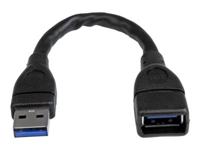 StarTech.com 15cm USB 3.0 Verlngerungskabel - USB 3 Typ A Kabel Verlngerung - Stecker/ Buchse - Schwarz - USB-Verlngerungskab
