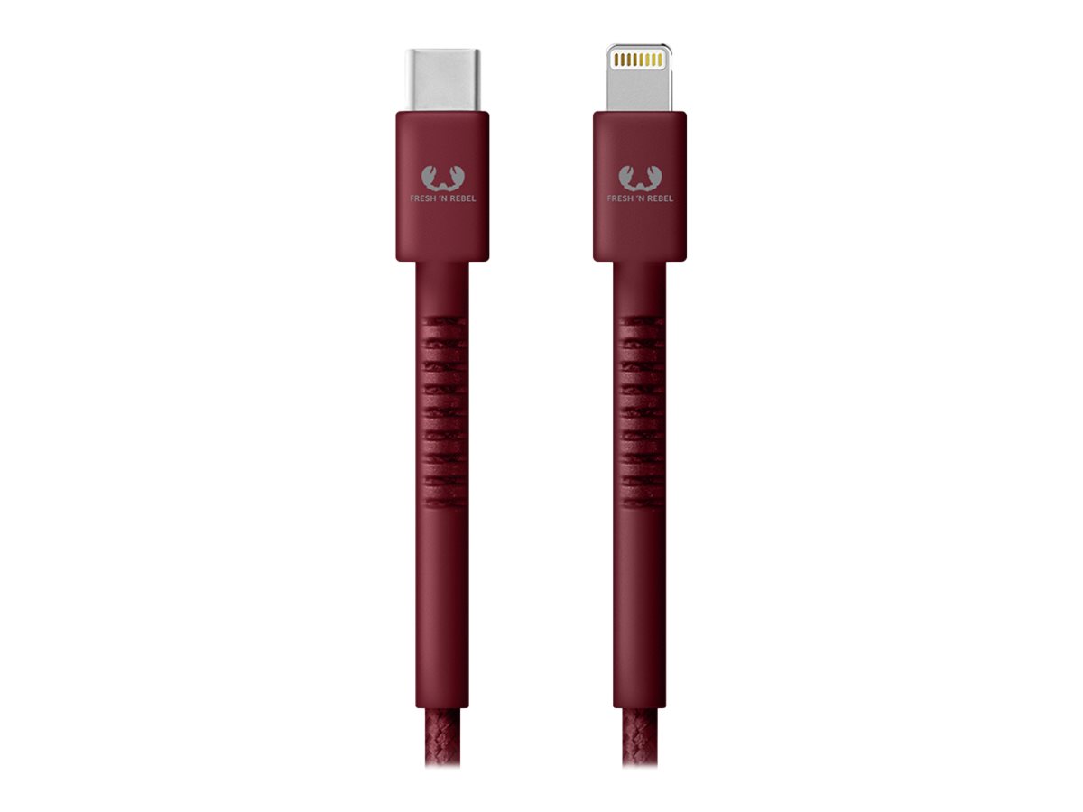Fresh 'n Rebel - Lightning-Kabel - Lightning männlich zu USB-C männlich - 3 m - Rubinrot - für Apple iPad/iPhone/iPod (Lightning