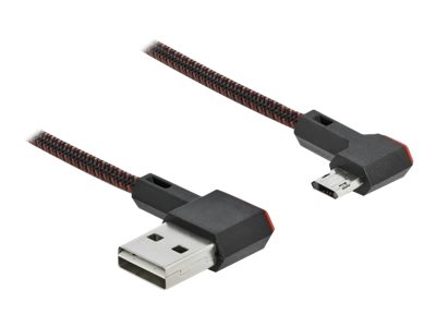 Delock Easy - USB-Kabel - USB (M) links/rechts abgewinkelt, umkehrbar zu Micro-USB Typ B (M) links/rechts abgewinkelt, umkehrbar
