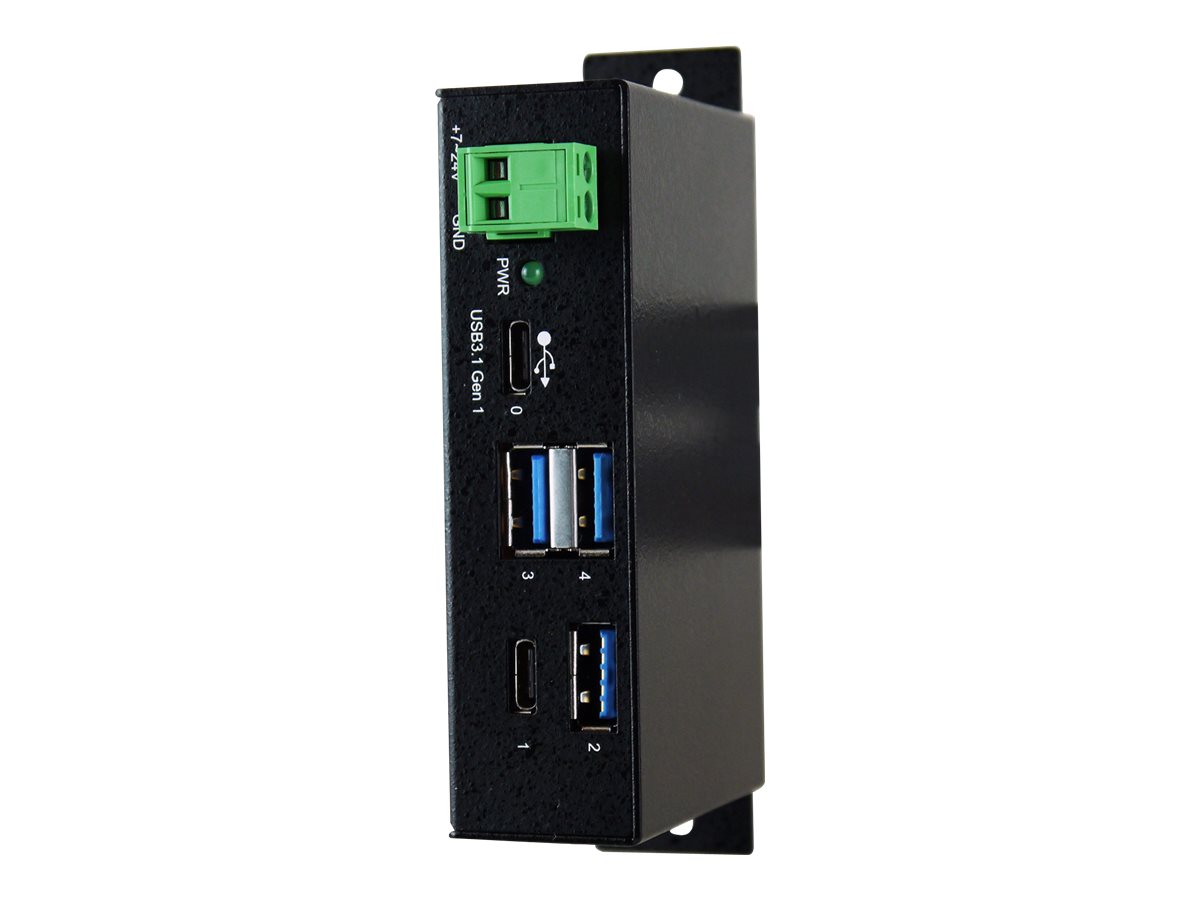 Exsys EX-1195HMS - Hub - 3 x USB 3.1 Gen 1 + 1 x USB-C - an DIN-Schiene montierbar - Gleichstrom