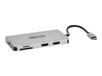 Tripp Lite USB-C Dock, Dual Display - 4K 60 Hz HDMI, USB 3.2 Gen 1, USB-A Hub, Memory Card, 100W PD Charging, Gray - Dockingstat