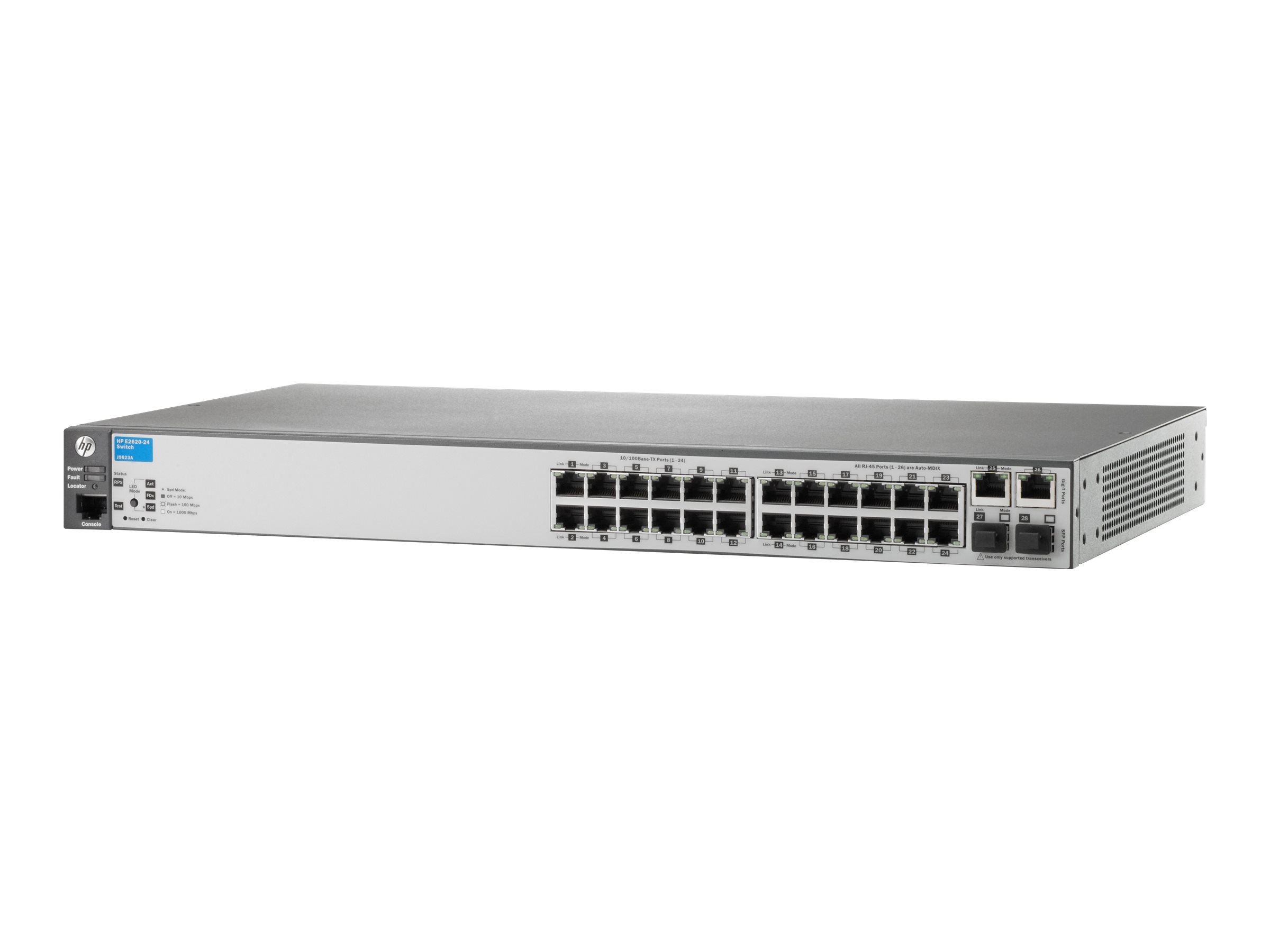 HPE Aruba 2620-24 - Switch - L4 - managed - 24 x 10/100 + 2 x 10/100/1000 + 2 x SFP - Desktop, an Rack montierbar