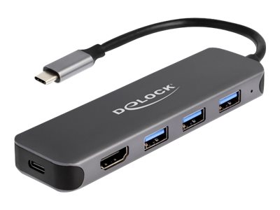 Delock - Hub - 3 x USB 3.2 Gen 1 + 1 x USB-C (Spannungsversorgung) + 1 x HDMI - Desktop