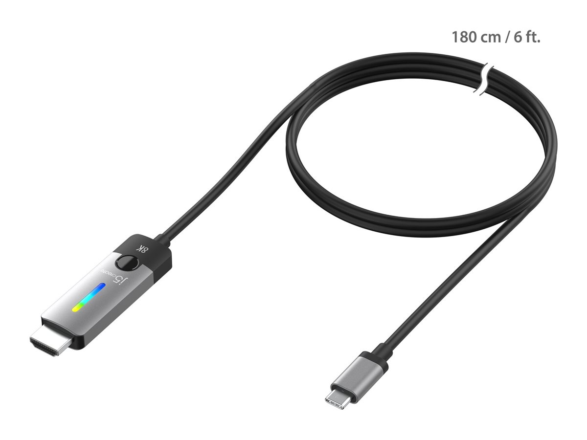 j5create JCC157 - Adapterkabel - 24 pin USB-C mnnlich zu HDMI mnnlich - 1.8 m - abgeschirmt - Weltraum grau/schwarz