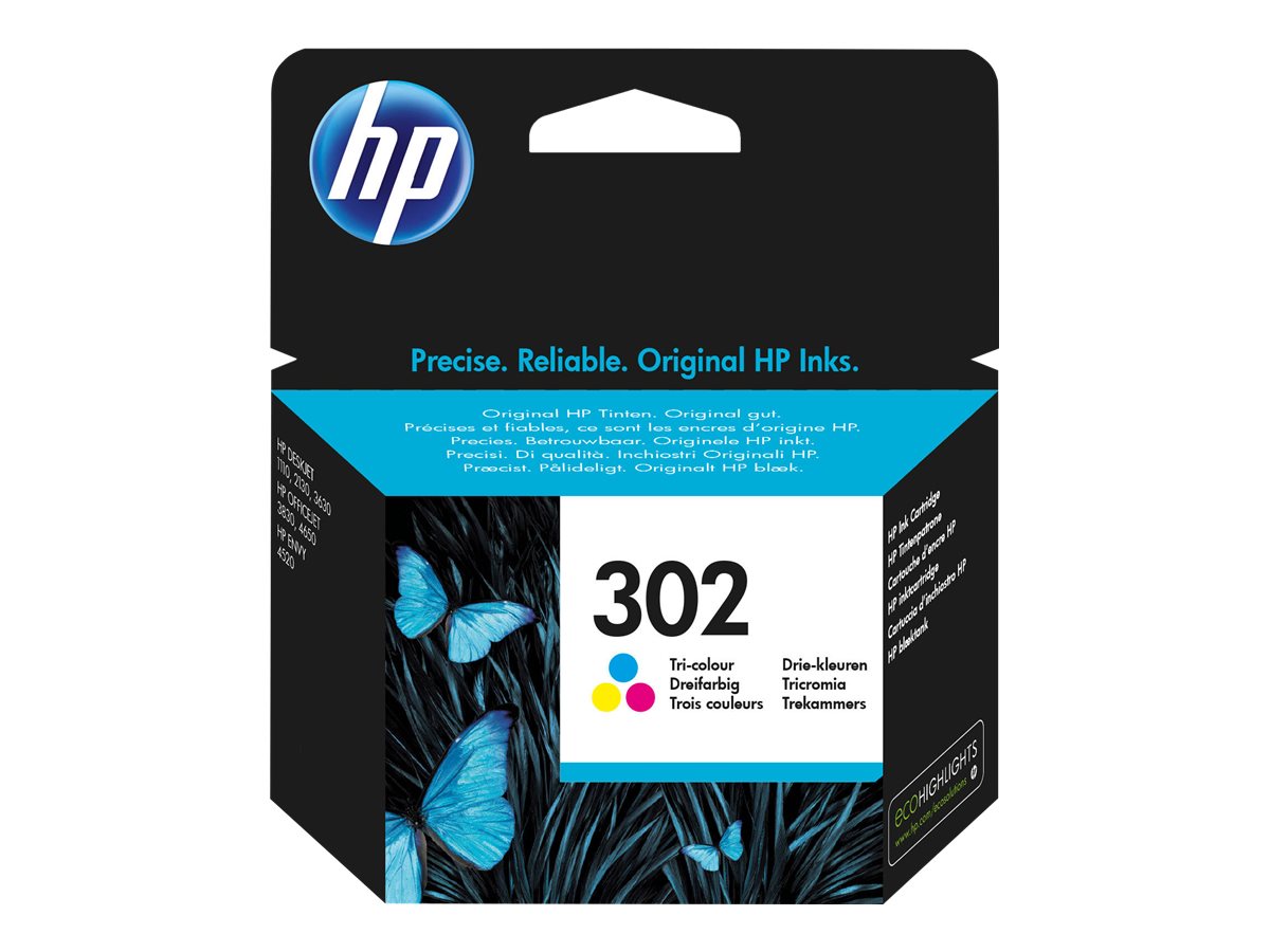 HP 302 - 4 ml - Farbe (Cyan, Magenta, Gelb) - original - Tintenpatrone - fr Deskjet 11XX, 21XX, 36XX; Envy 451X, 452X; Officeje