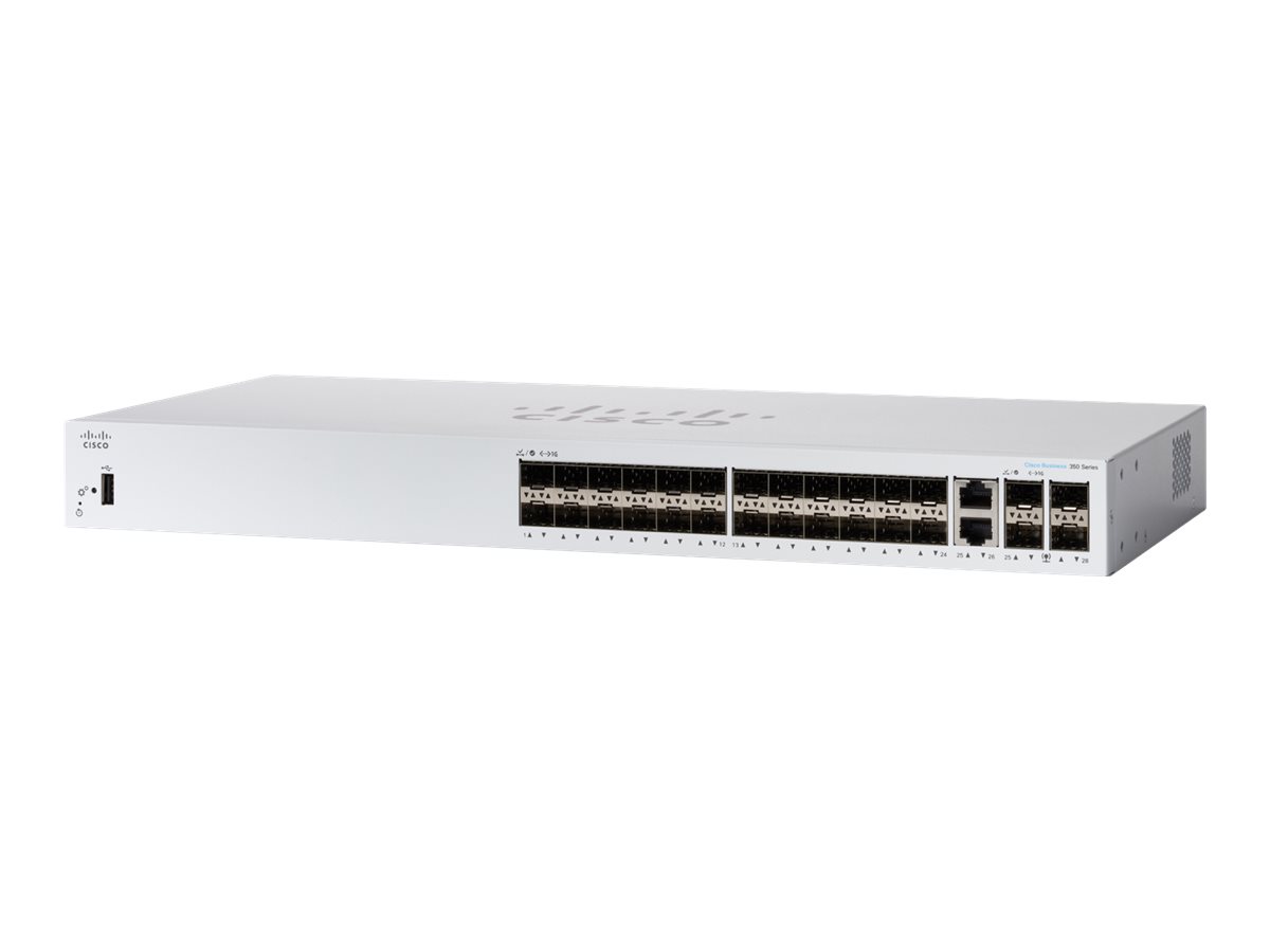 Cisco Business 350 Series CBS350-24S-4G - Switch - L3 - managed - 24 x Gigabit SFP + 2 x Combo Gigabit Ethernet/Gigabit SFP + 2 