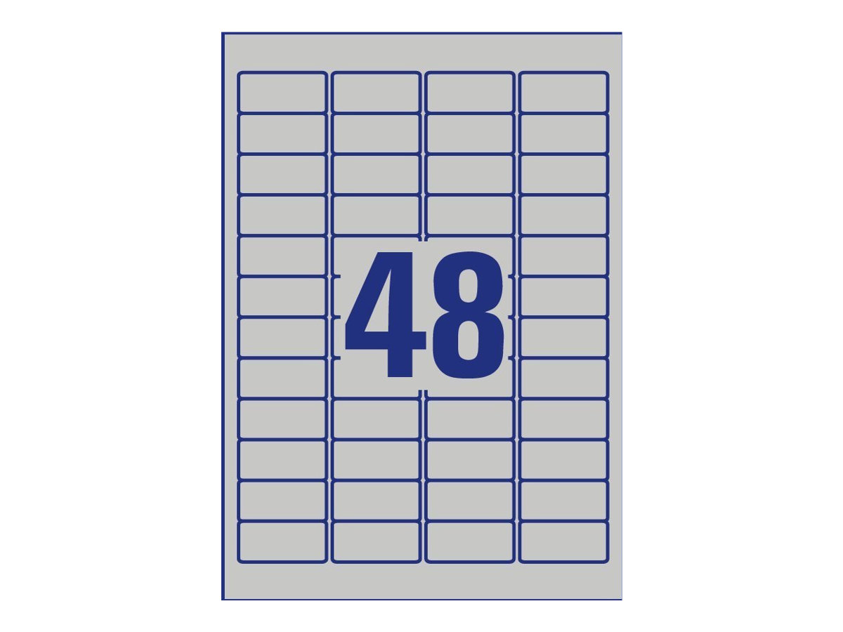 Avery Zweckform - Polyester - matt - permanenter Klebstoff - Silber - 45.7 x 21.2 mm 384 Etikett(en) (8 Bogen x 48) Etiketten