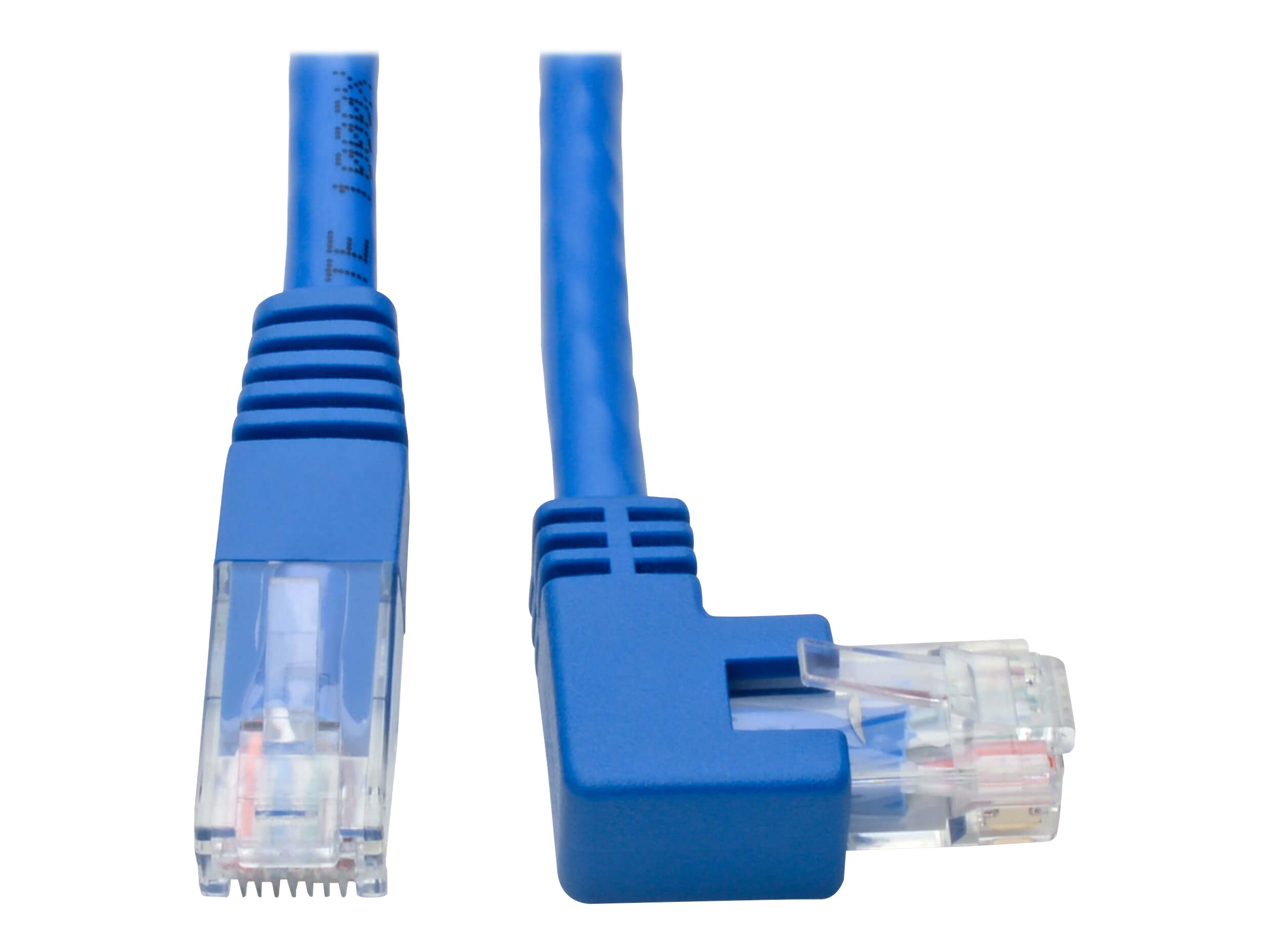 Eaton Tripp Lite Series Right-Angle Cat6 Gigabit Molded UTP Ethernet Cable (RJ45 Right-Angle M to RJ45 M), Blue, 1 ft. (0.31 m) 