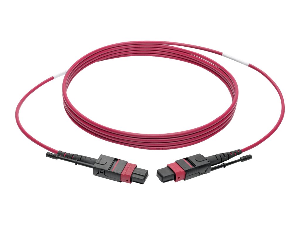 Eaton Tripp Lite Series 100G MTP/MPO Multimode OM4 Plenum-Rated Fiber Optic Cable (F/F), 12 Fiber, 40/100GBASE-SR4, Push/Pull Ta